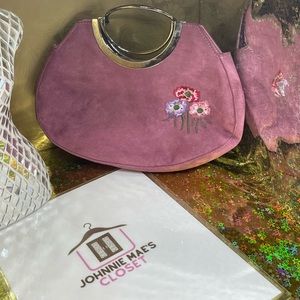 Pink Suede cloth with floral accent